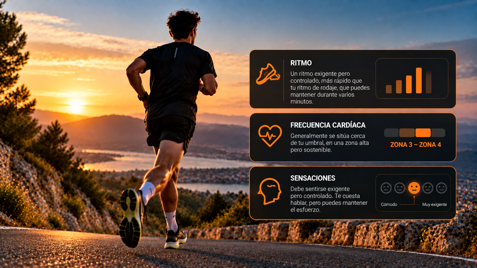 Ilustración de un entrenamiento de ritmo sostenido