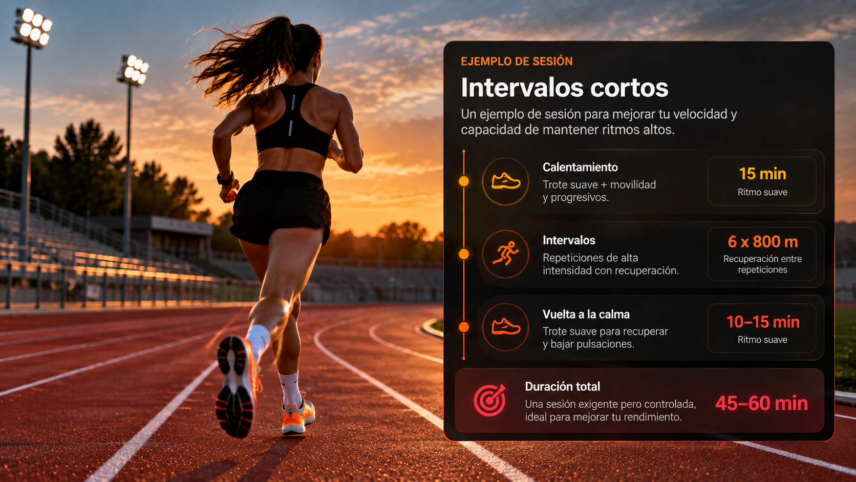 Ejemplo visual de una sesión de entrenamiento por intervalos