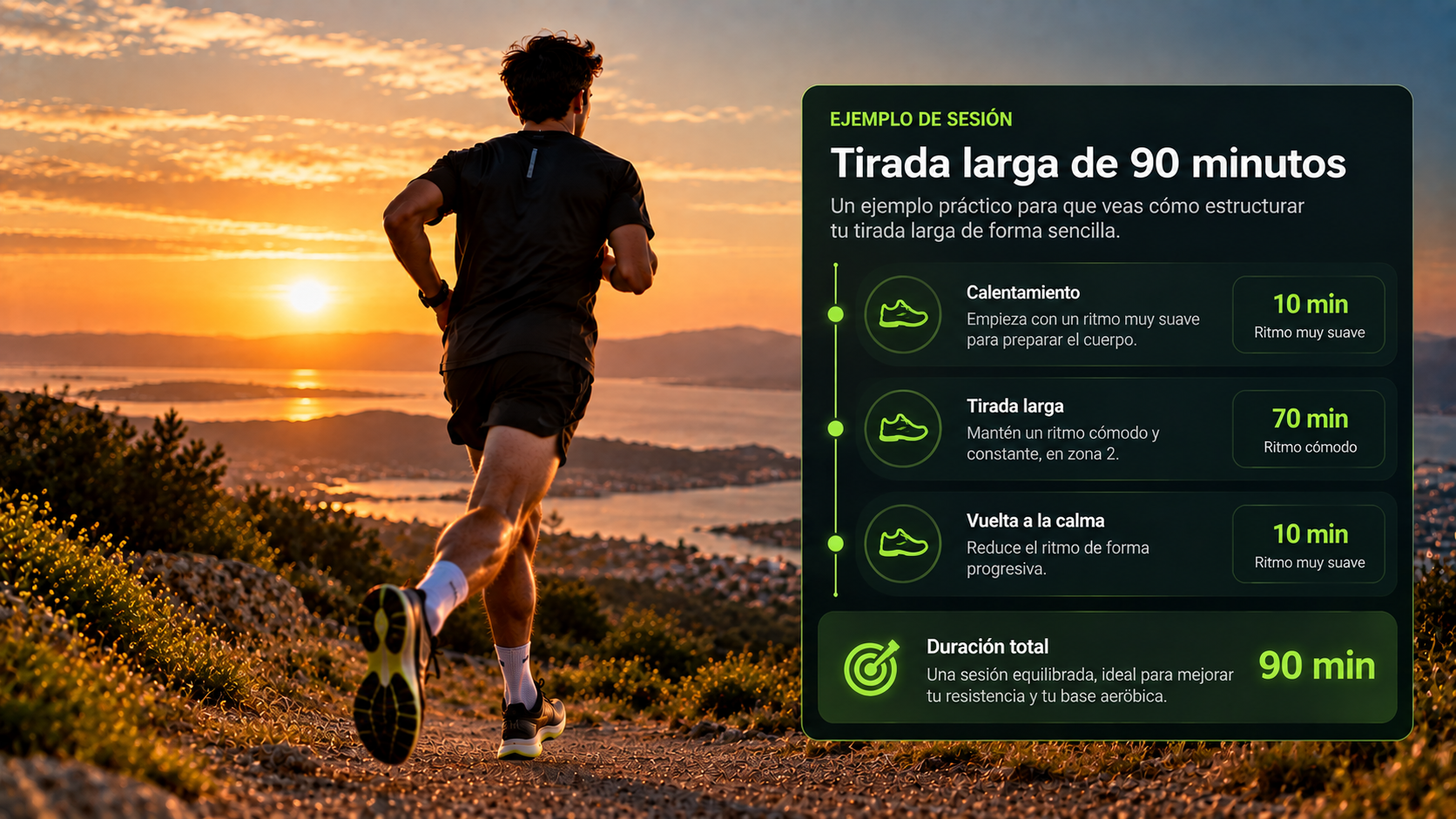 Ejemplo visual de una sesión de tirada larga